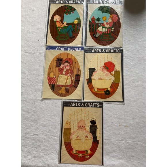 Vintage 1970s Meyercord Ardy Decal Set Grandpa Grandma Country Decor Homey Farm - Picture 1 of 9